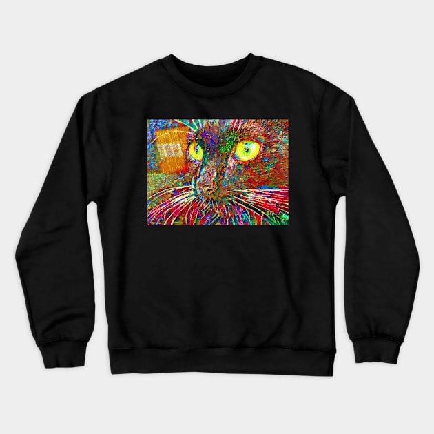 Yellow Eyed Cat Crewneck Sweatshirt by jillnightingale